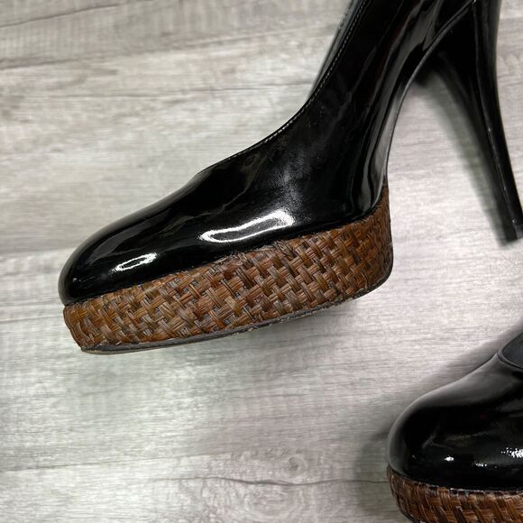 Stuart Weitzman Rowswoon Patent leather Pumps Platform Heels Shoes Black Size 8 - Picture 4 of 10